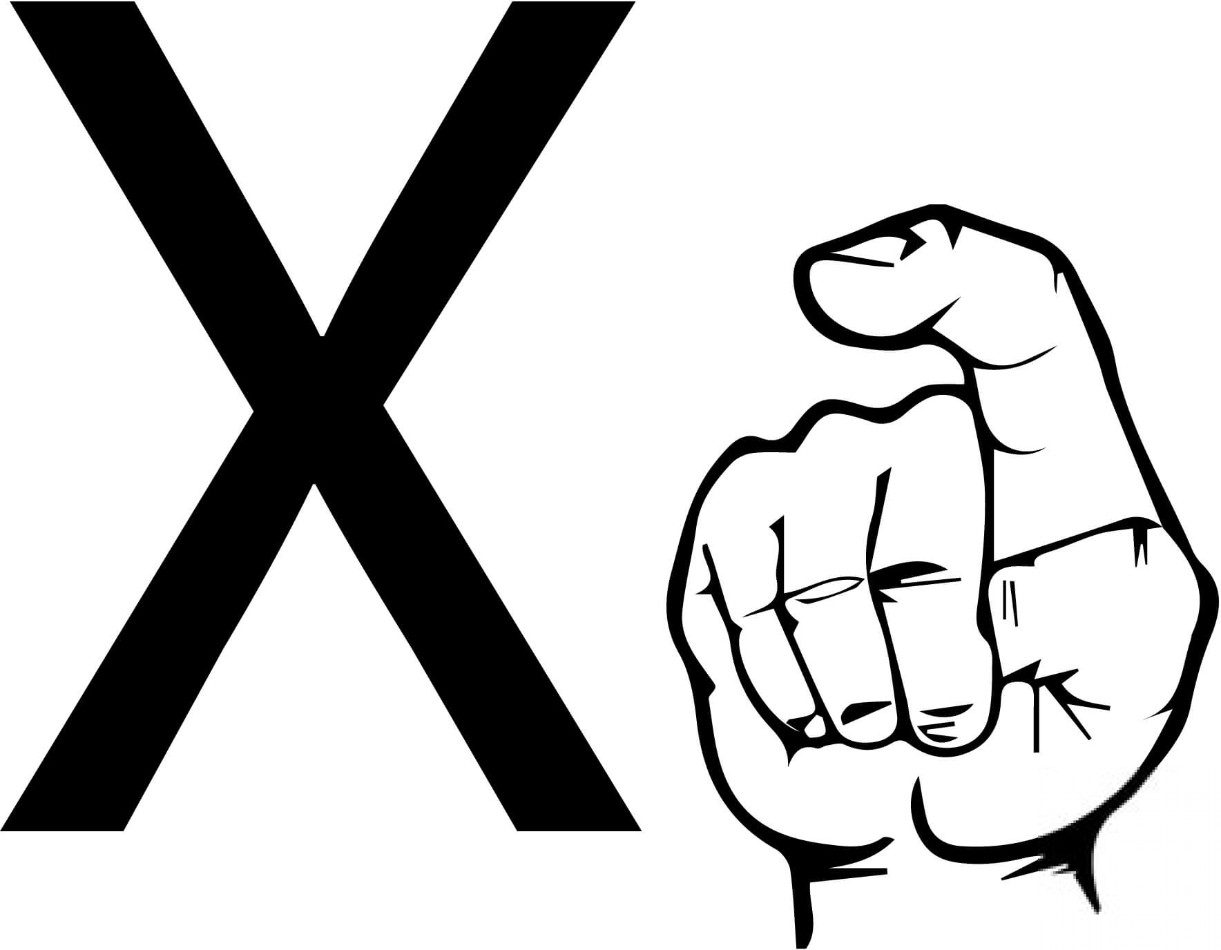 Znak języka ASL - Litera X