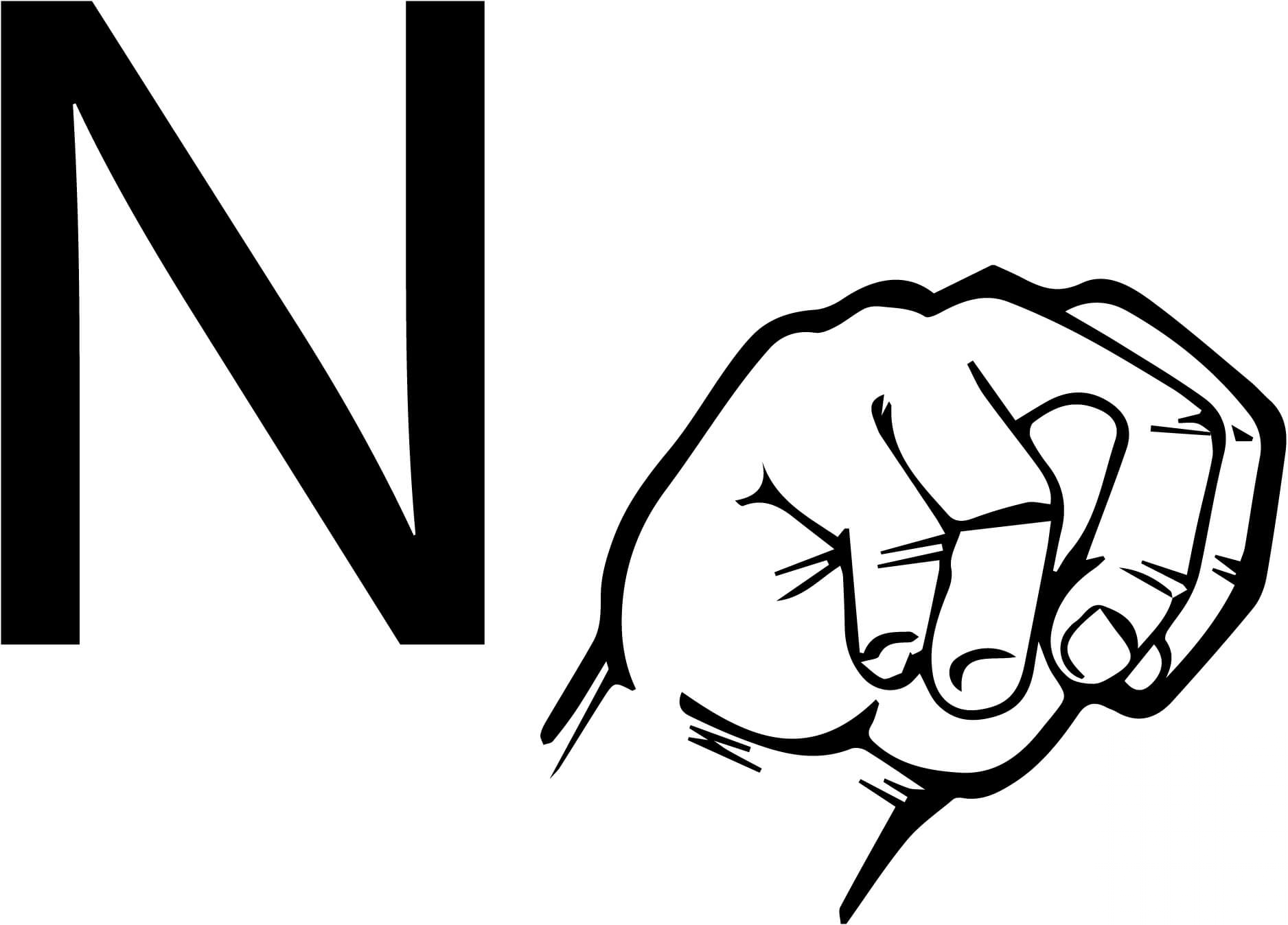Znak języka ASL - Litera N