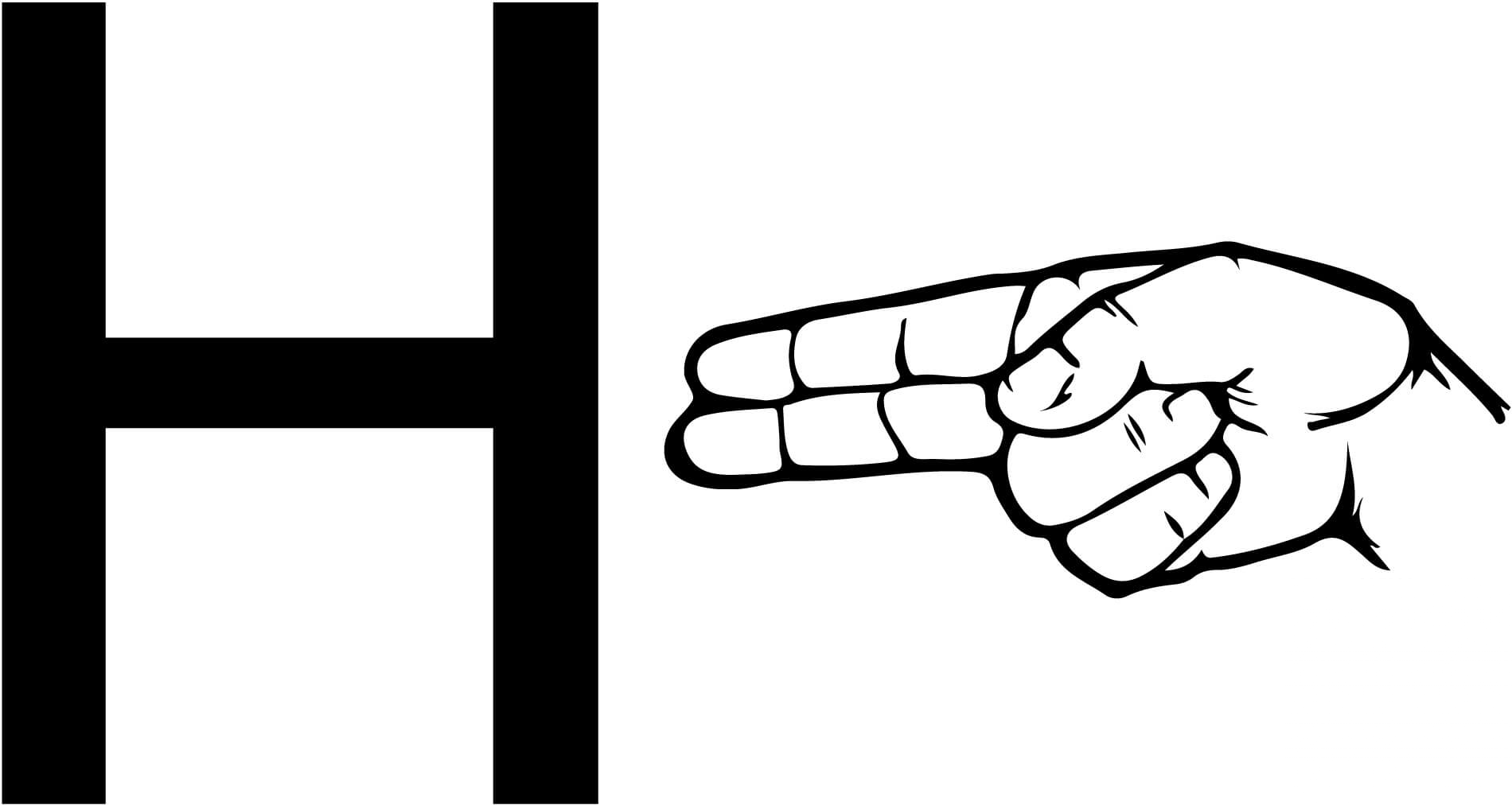 Znak języka ASL - Litera H