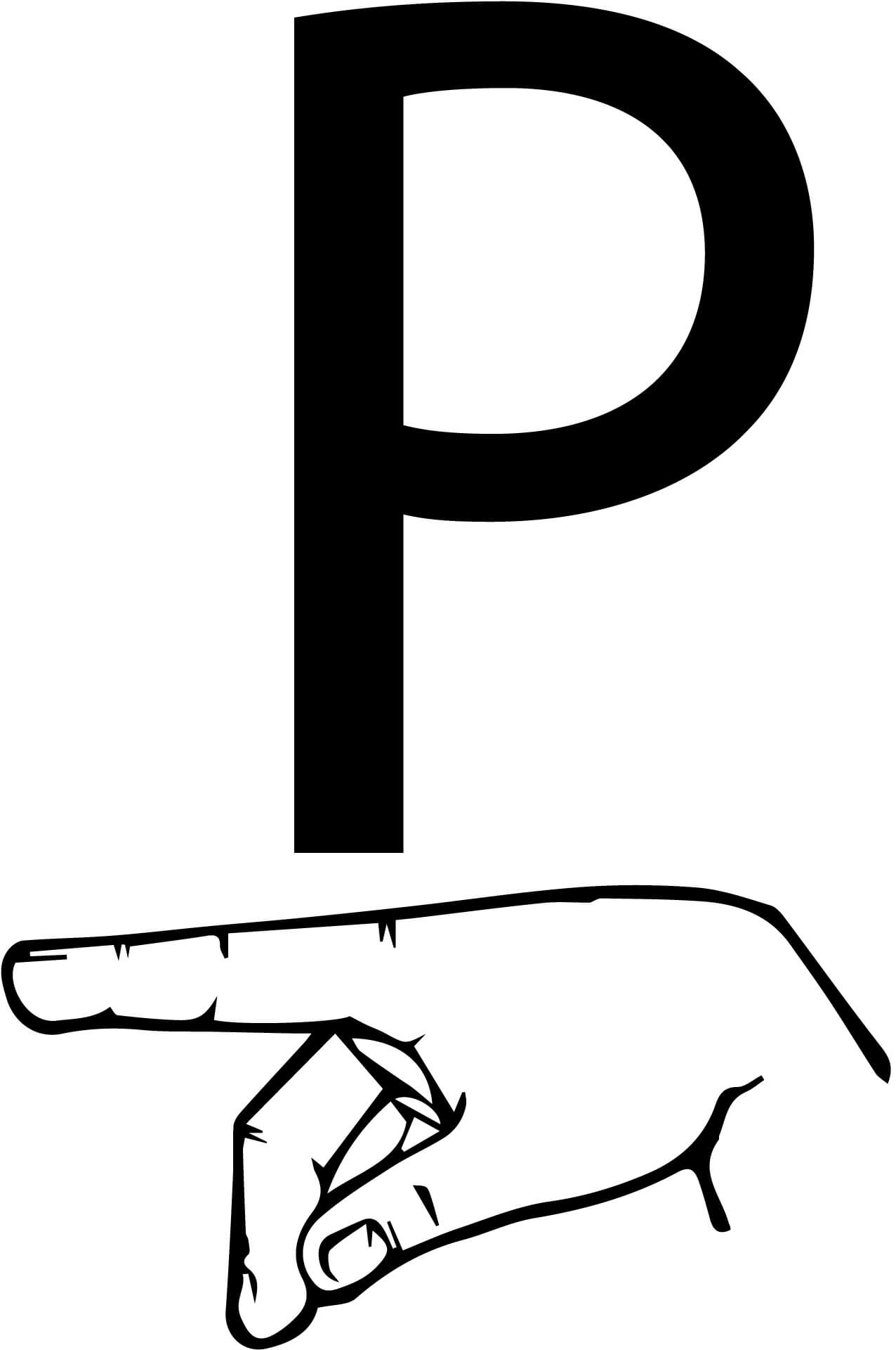 Znak języka ASL - Litera P