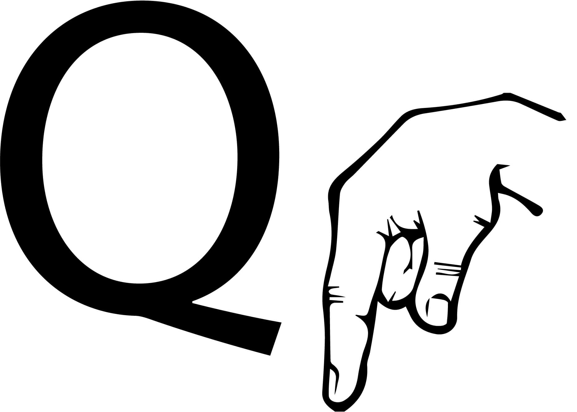 Znak języka ASL - Litera Q