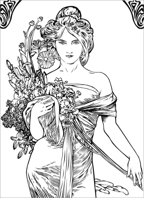 kolorowanka Alphonse Mucha