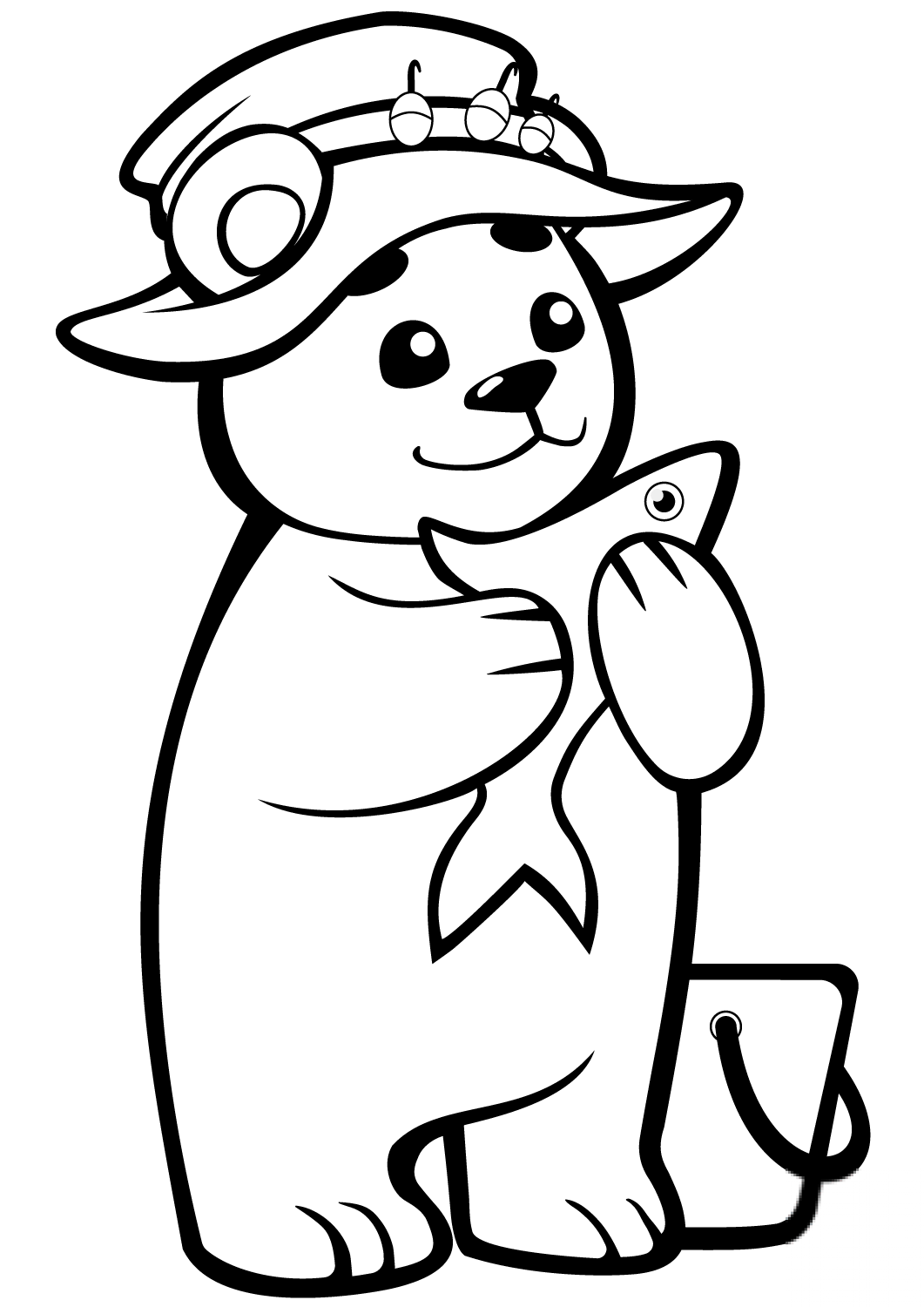 Cute Baby Bear with Fish
