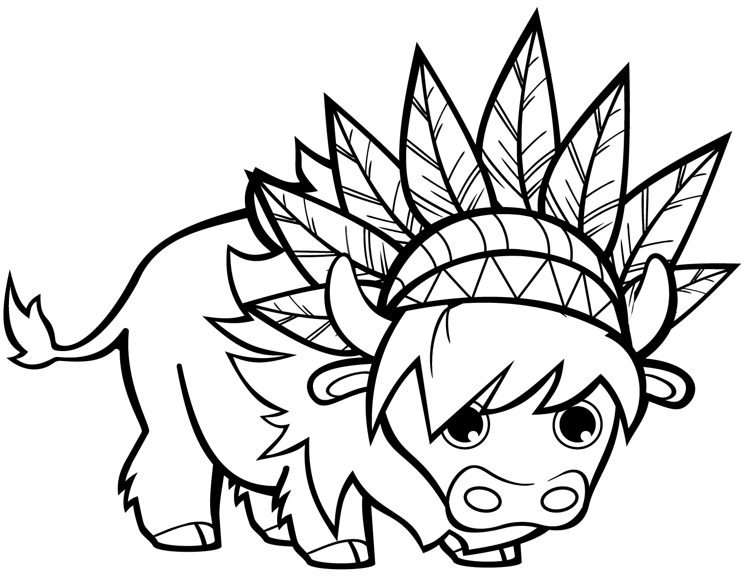 Funny Bull with Chief Headdresses
