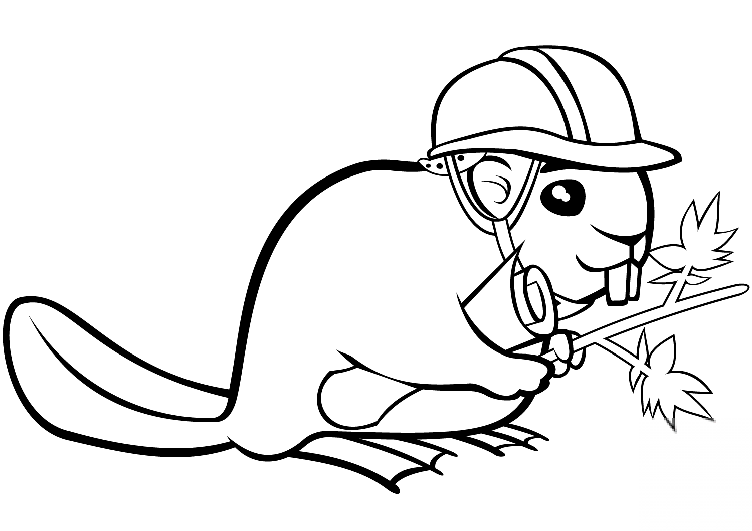 Funny Beaver in a Helmet