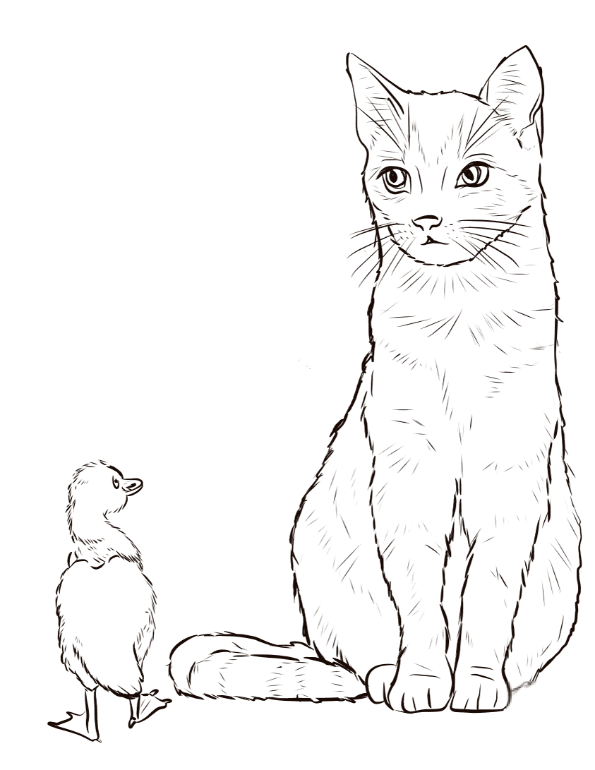 Duckling and Tom Cat from Old Woman...