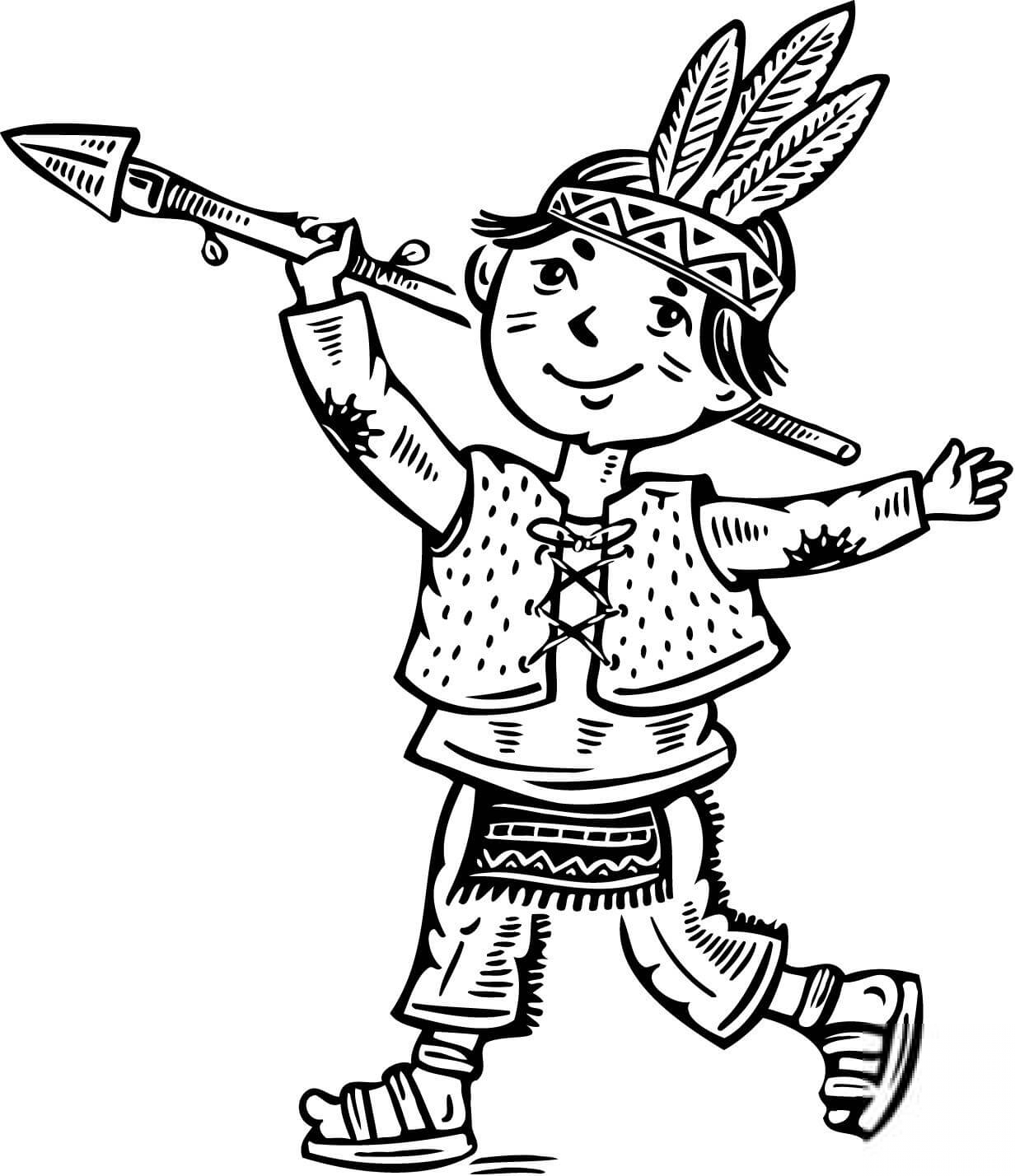 Chłopiec przebrany za indianina