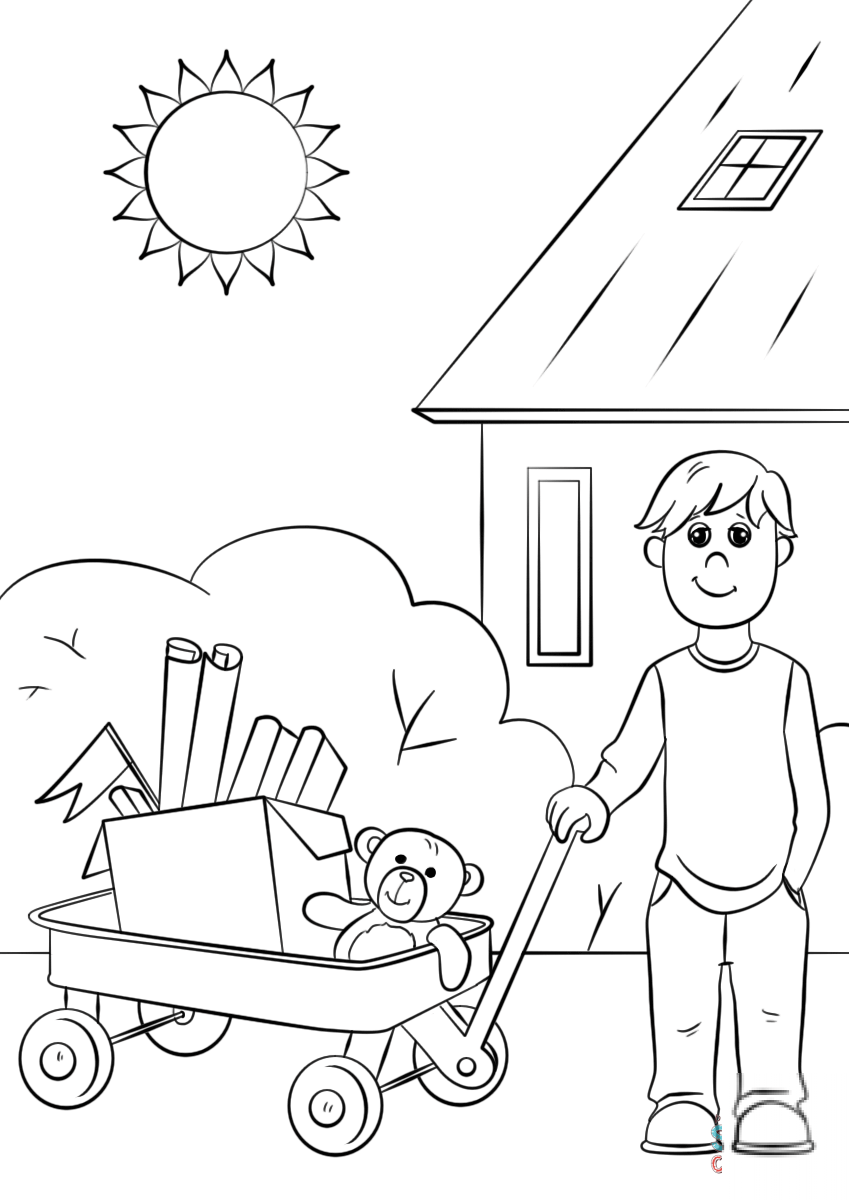 Boy with Red Wagon