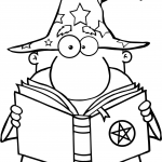 Śmieszny czarodziej trzymający...