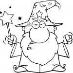 Zły czarodziej machający magiczną...