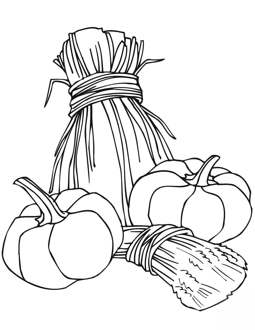 Pumpkins and Wheat Sheaves