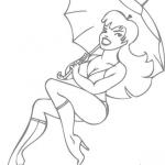 Dziewczyna pin-up trzymająca parasolkę