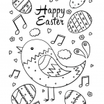 Happy Easter Doodle with Bird and Eggs