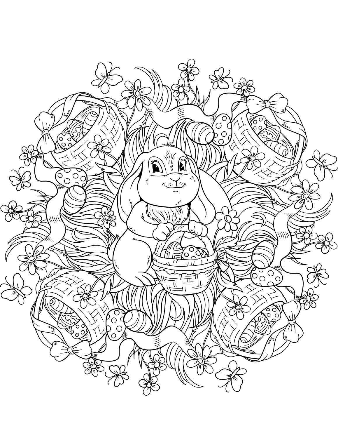 Easter Mandala with a Rabit and...