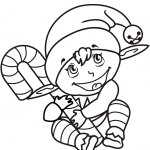 Cute Christmas Elf with Candy Cane