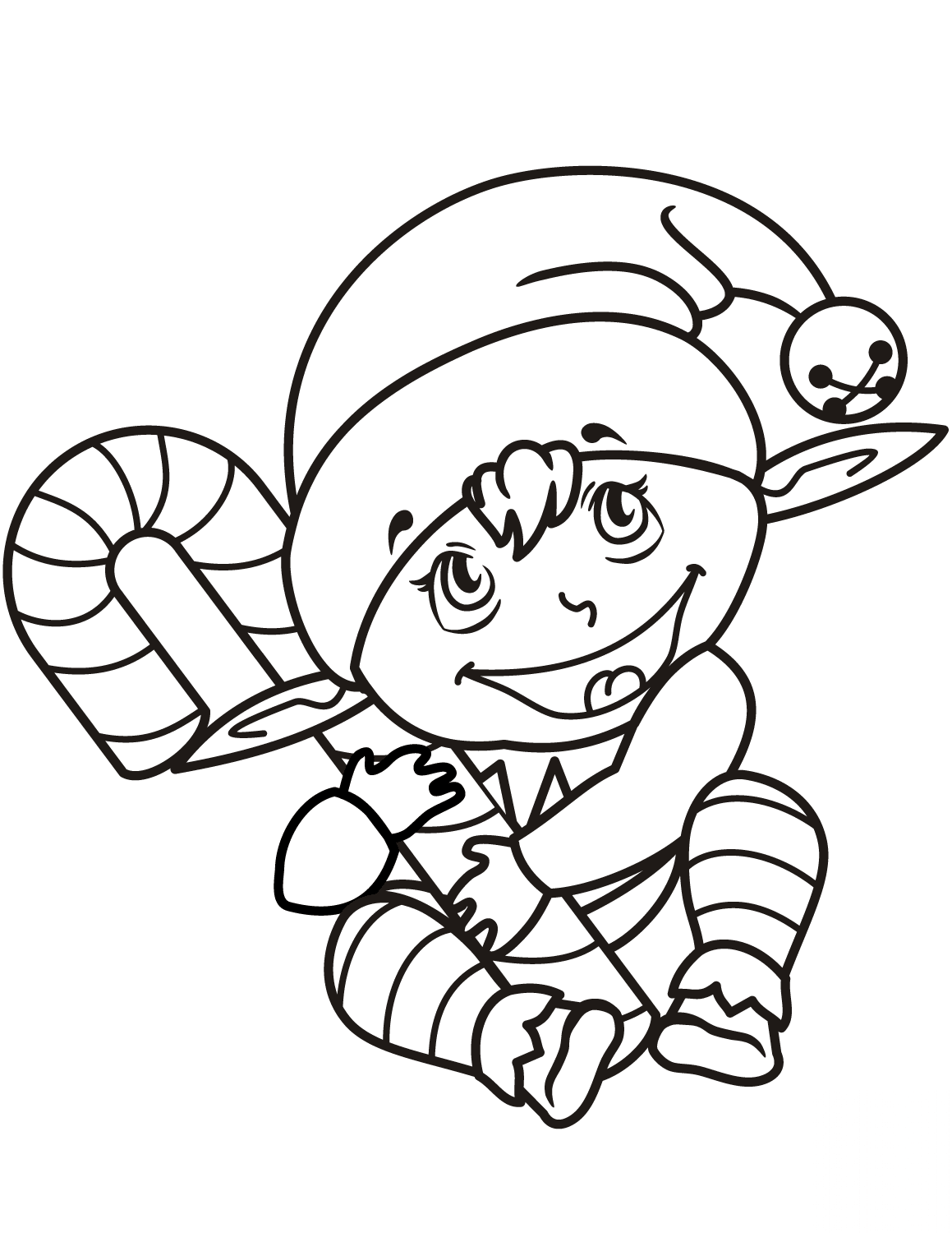 Cute Christmas Elf with Candy Cane