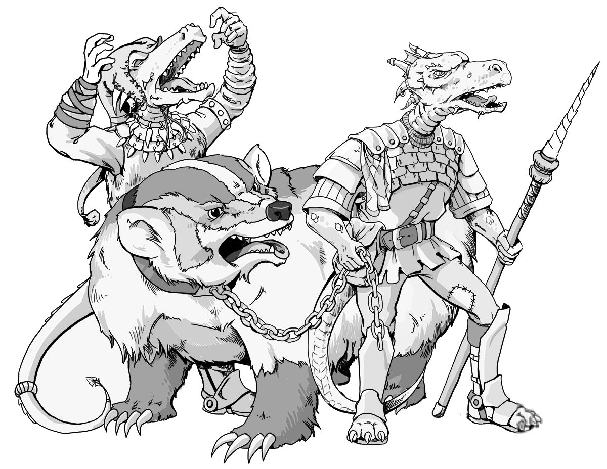 Two DND Kobolds and Giant Badger