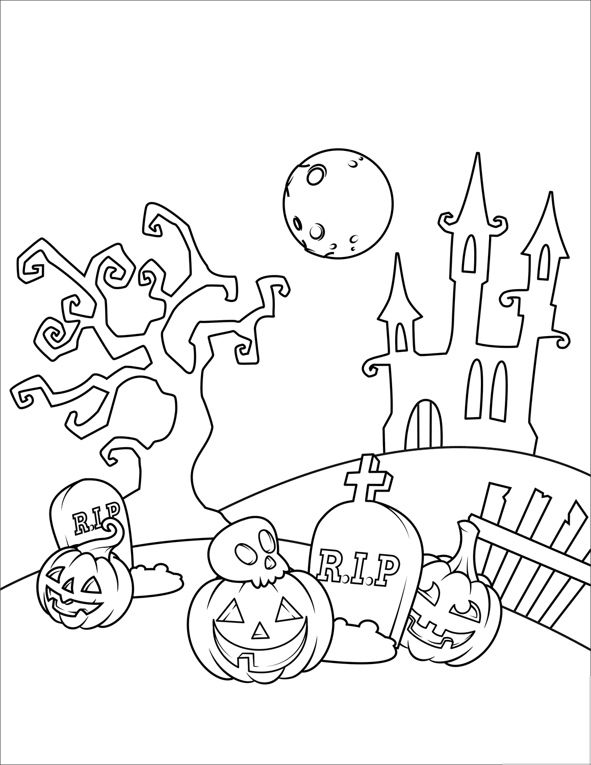 Halloween Scene in the Cemetery