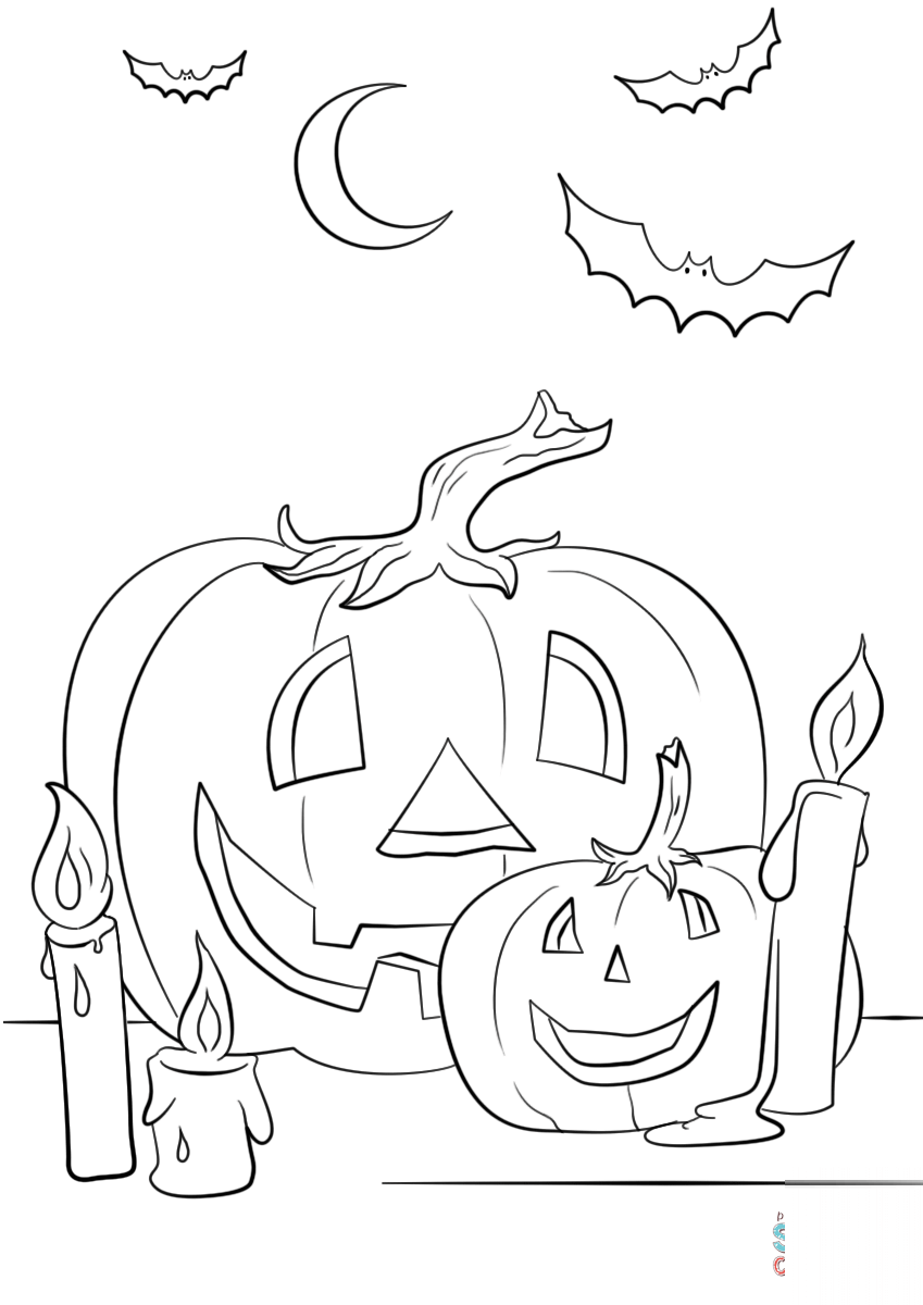 Halloween Scene with Pumpkins,...