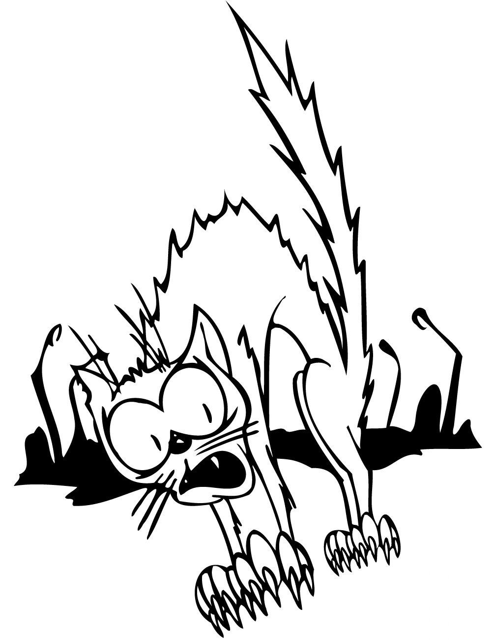 Scared Cartoon Black Cat