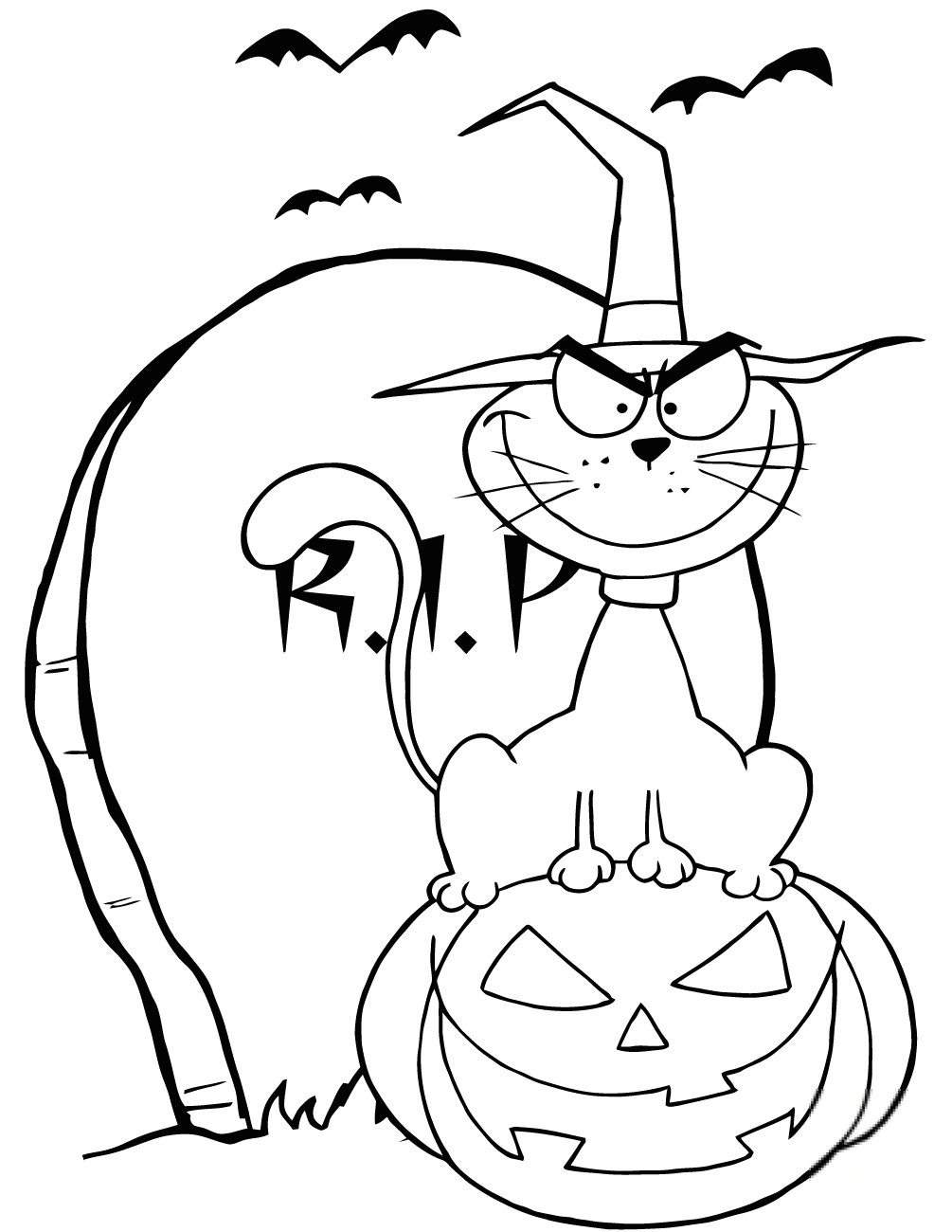 Halloween Cat on Pumpkin near...