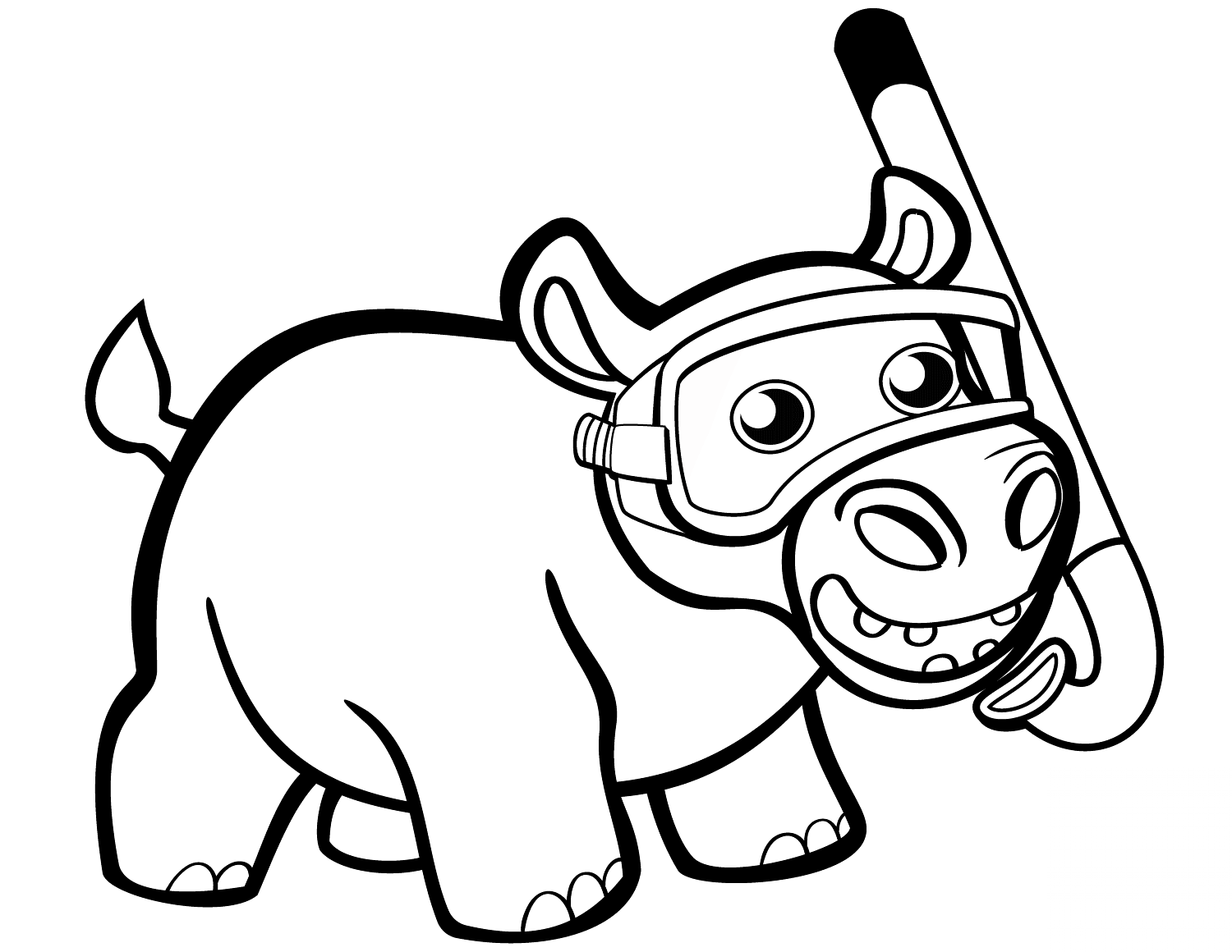 Cute Baby Hippo with Snorkel