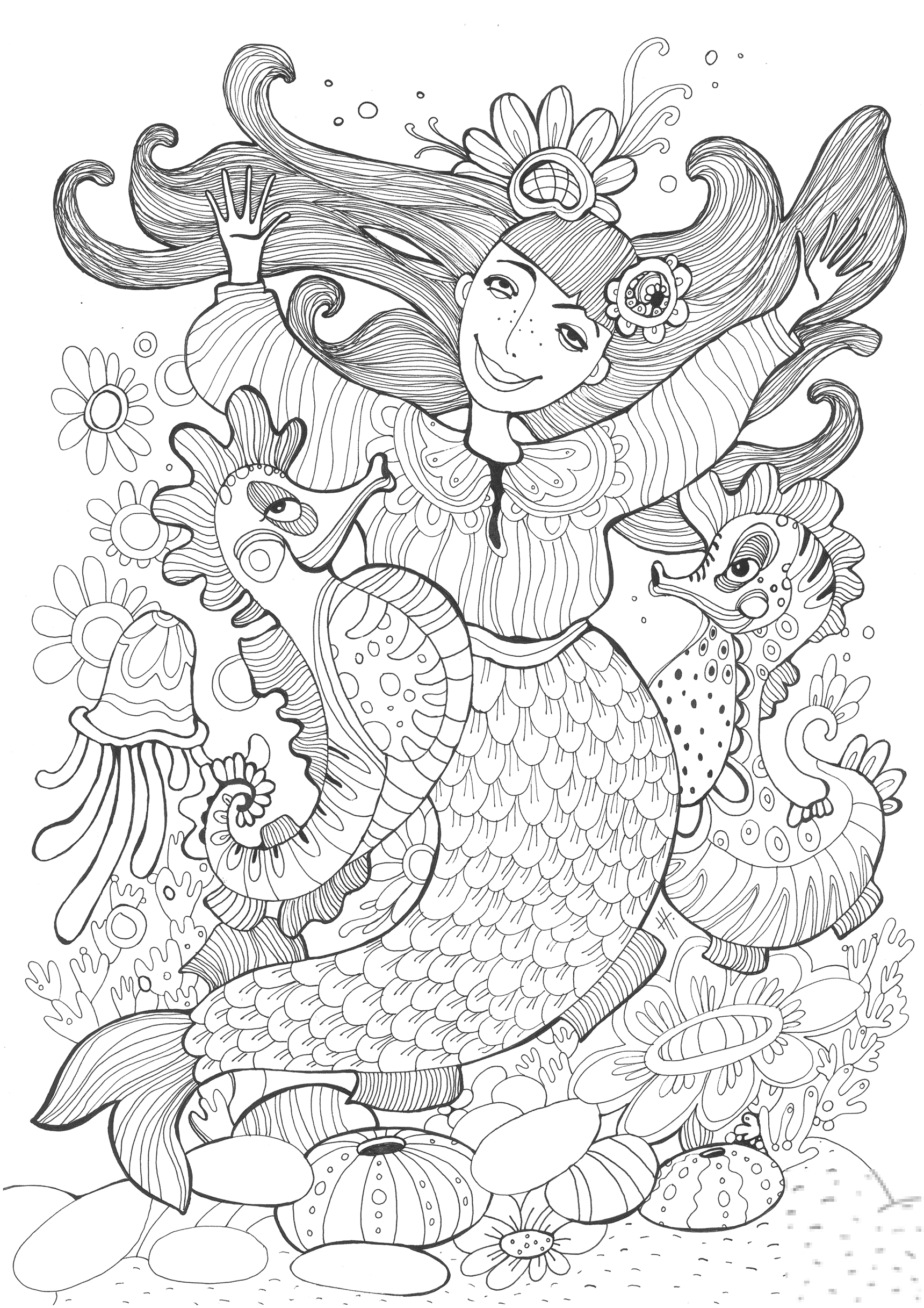 Mermaid and Sea Horses Dancing