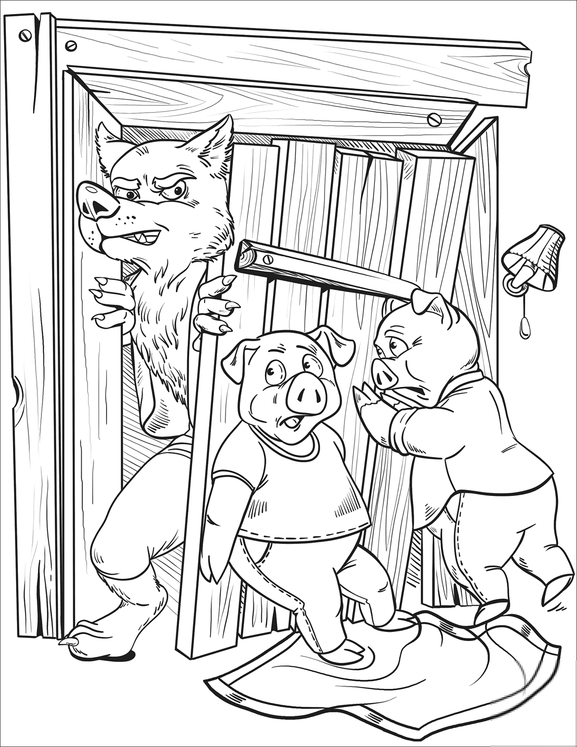 The Wolf Breaks the Wood House of...