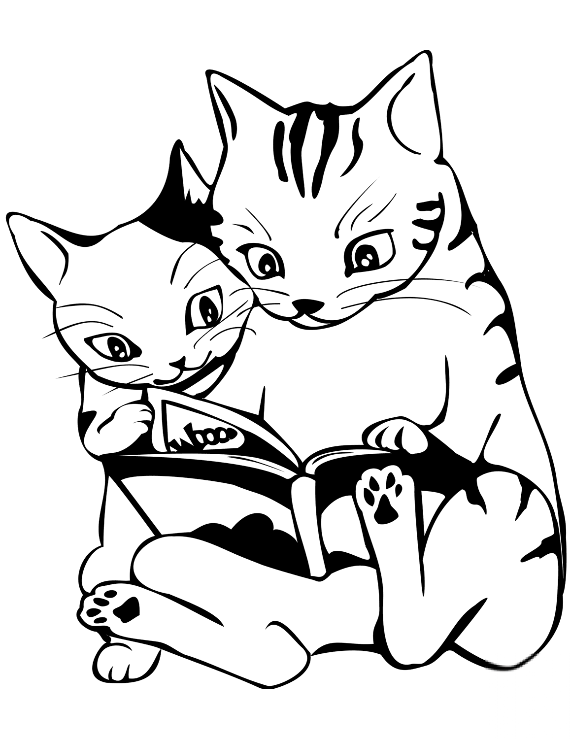 Two Cats Reading a Book