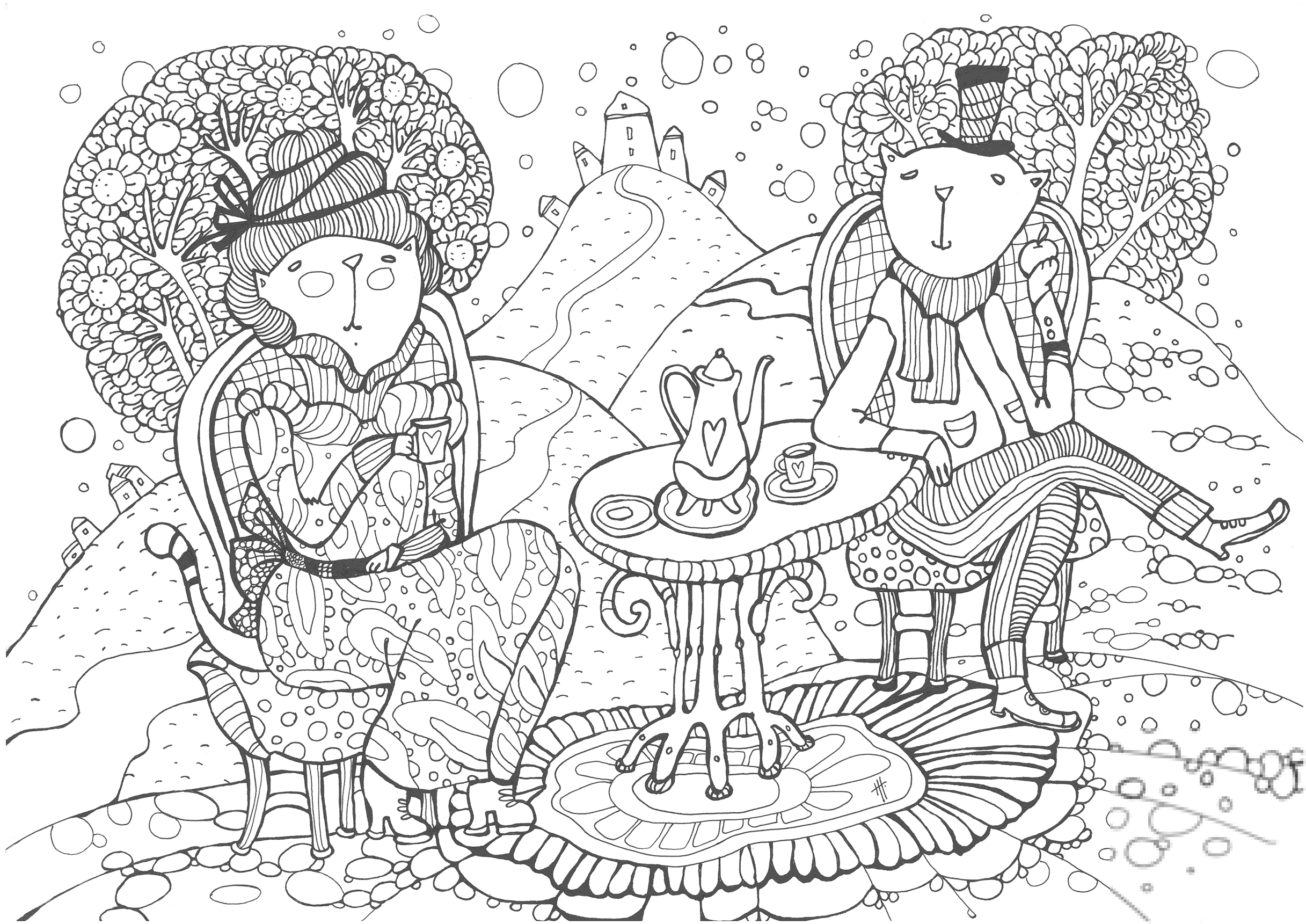 Cats Having a Cup of Tea