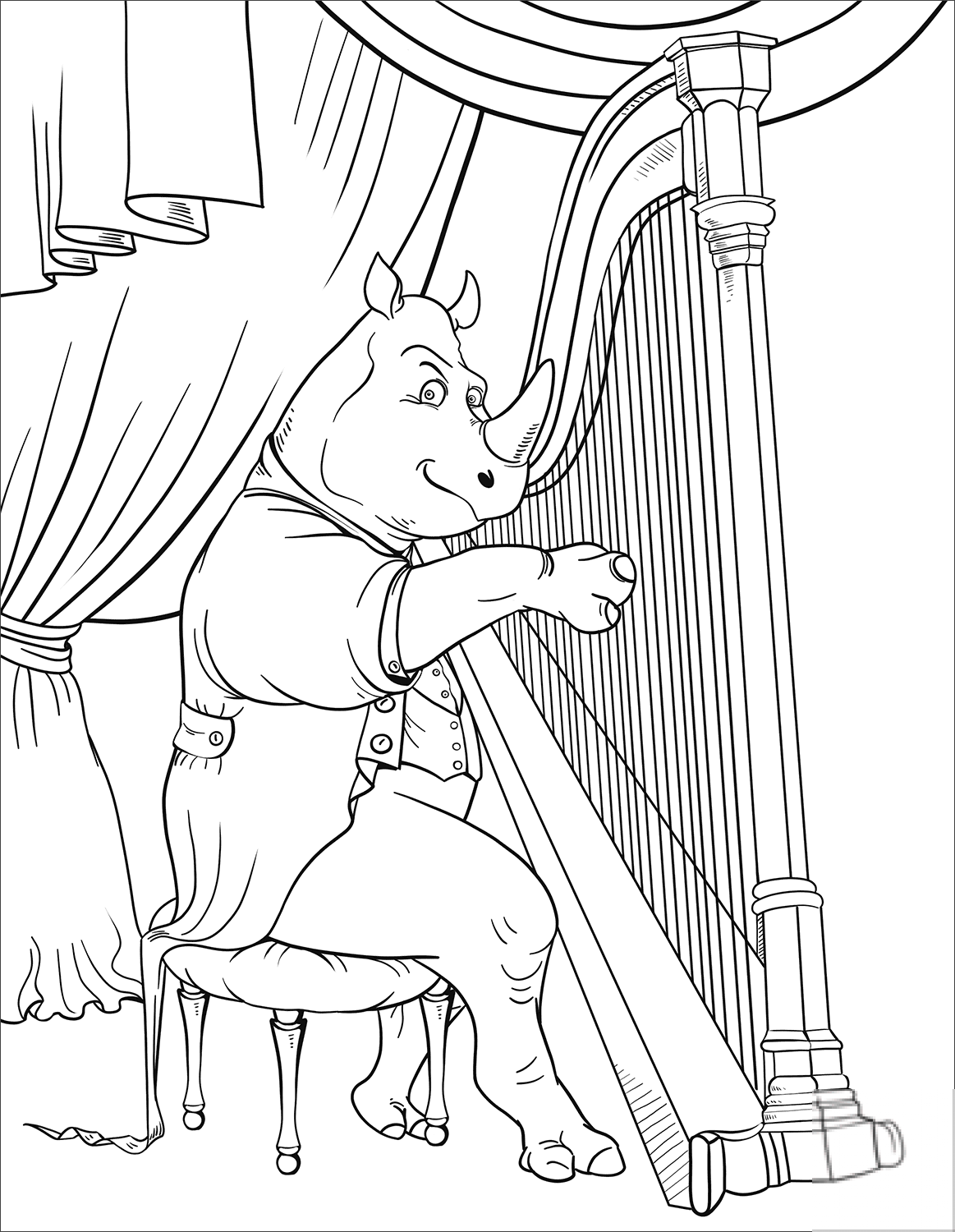 Rhinoceros Playing Harp