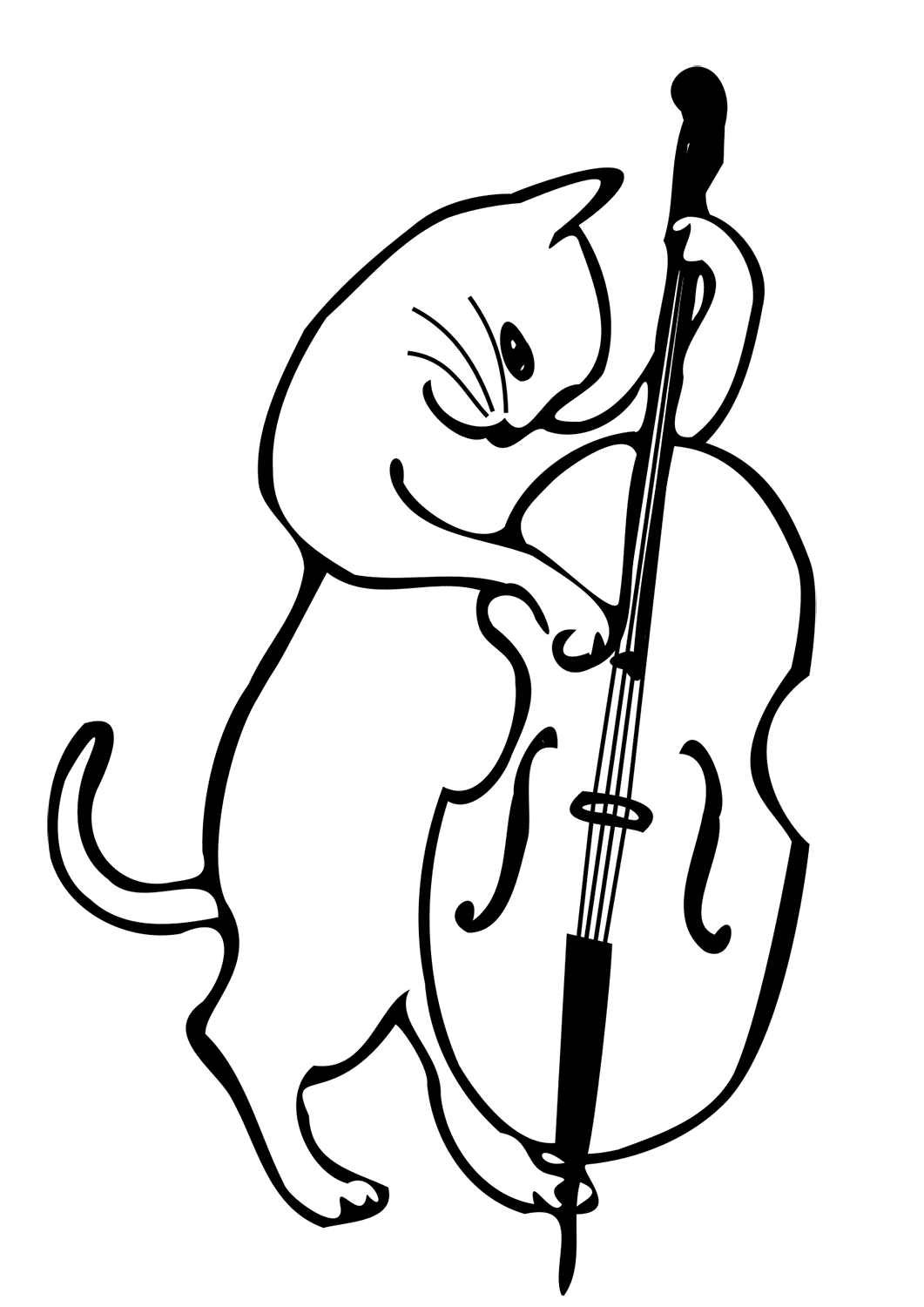 Cat Playing a Double Bass