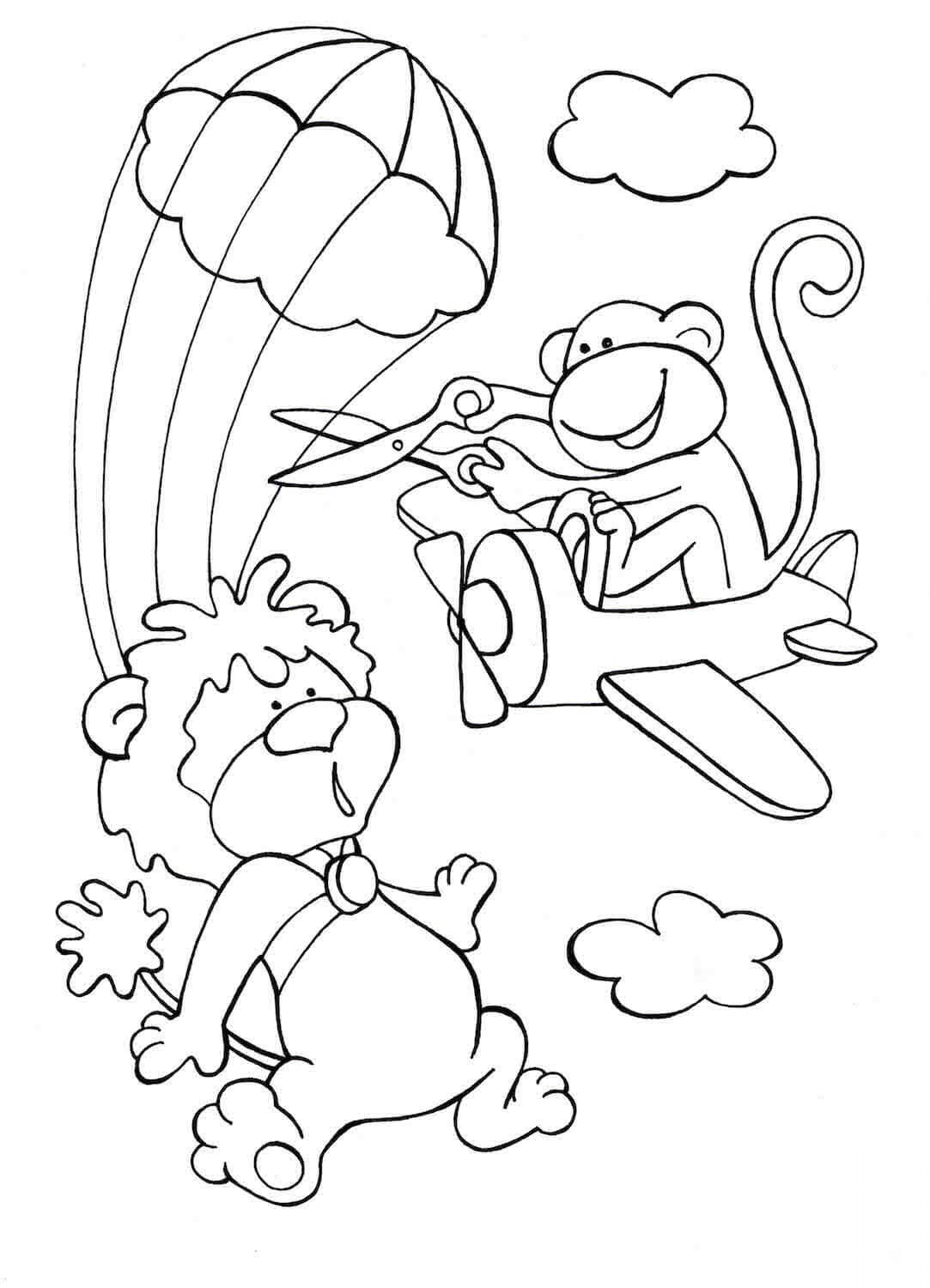 A Brave Lion is Skydiving in the...