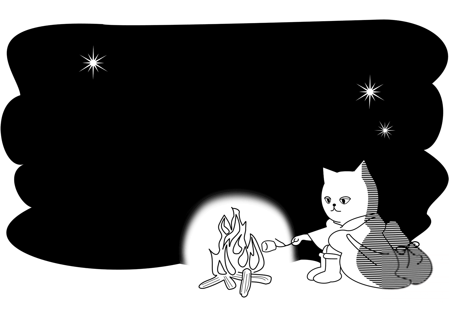 Cat Sits Outdoor near the Bonfire