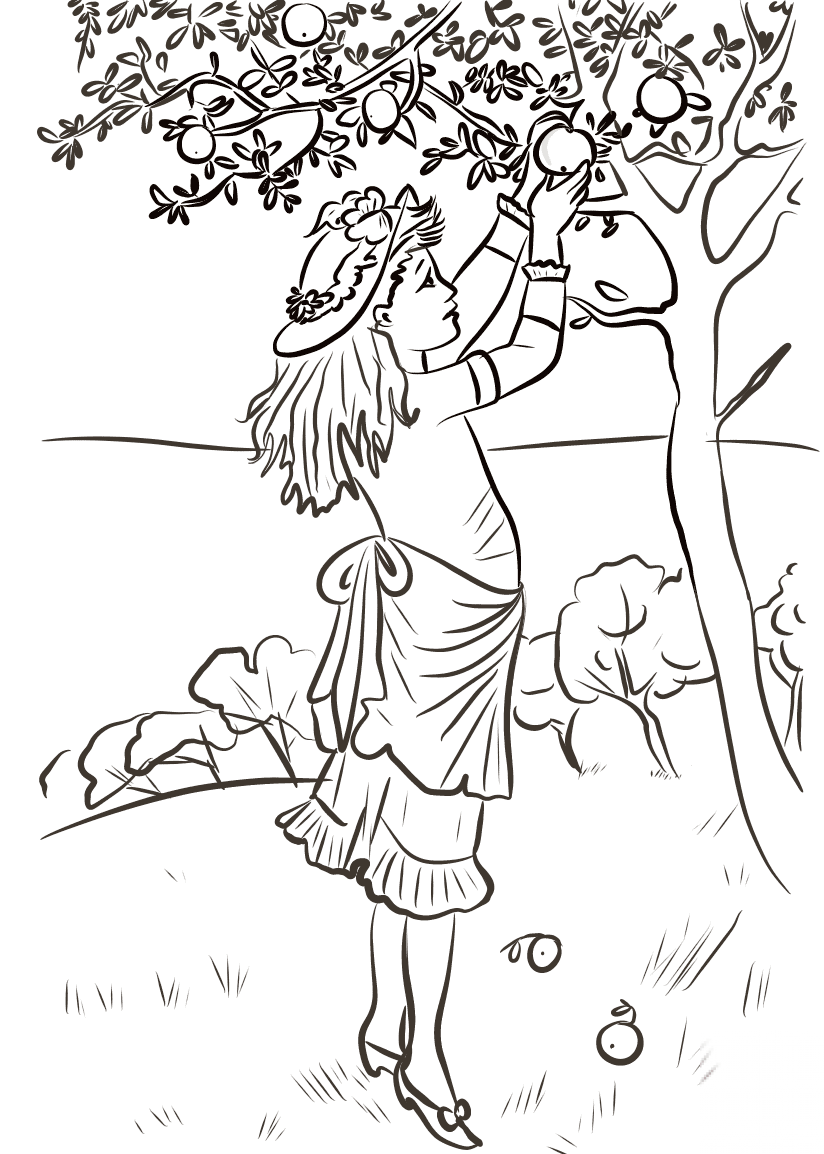Girl Picking Apples