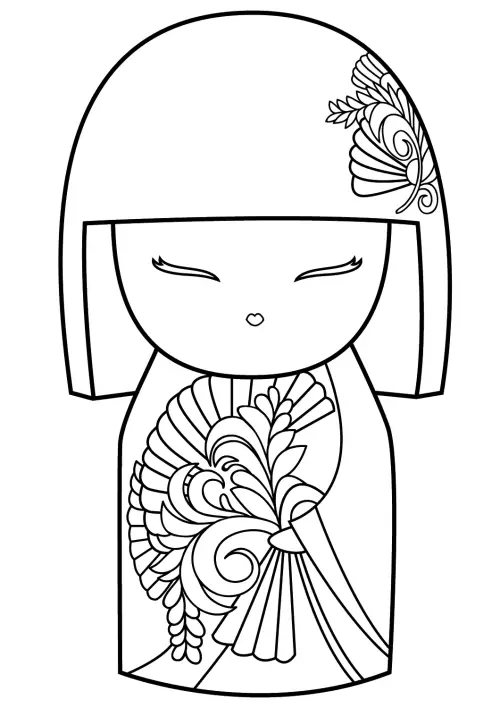 kolorowanka Japanese Dolls