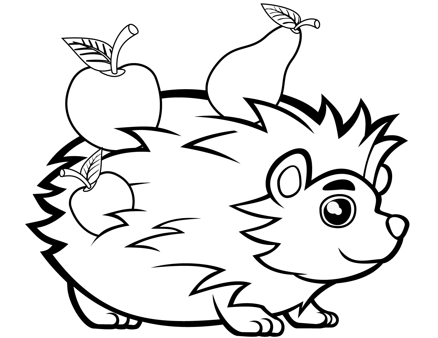 Cute Hedgehog with Fruits