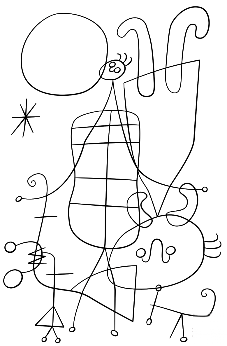 Figures and Dog in Front of the Sun...