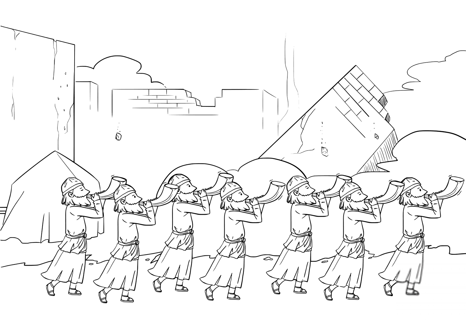 Seven Priests Blow Their Trumpets...