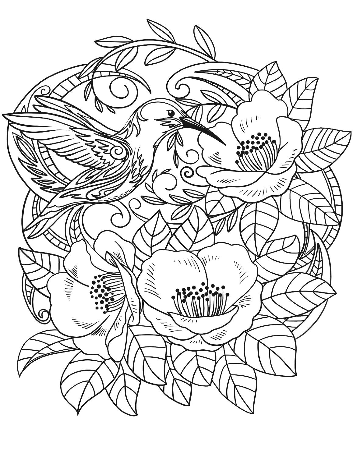 Hummingbird in Flowers