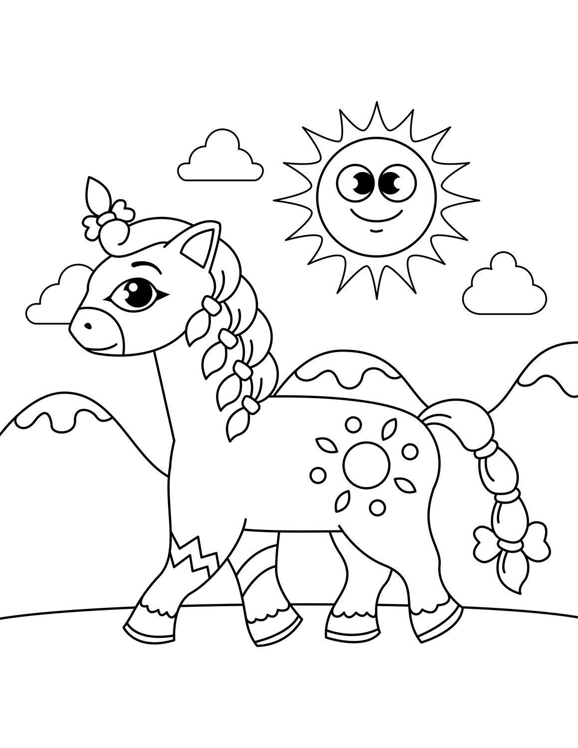 Cute Horse with Braided Mane and Tail
