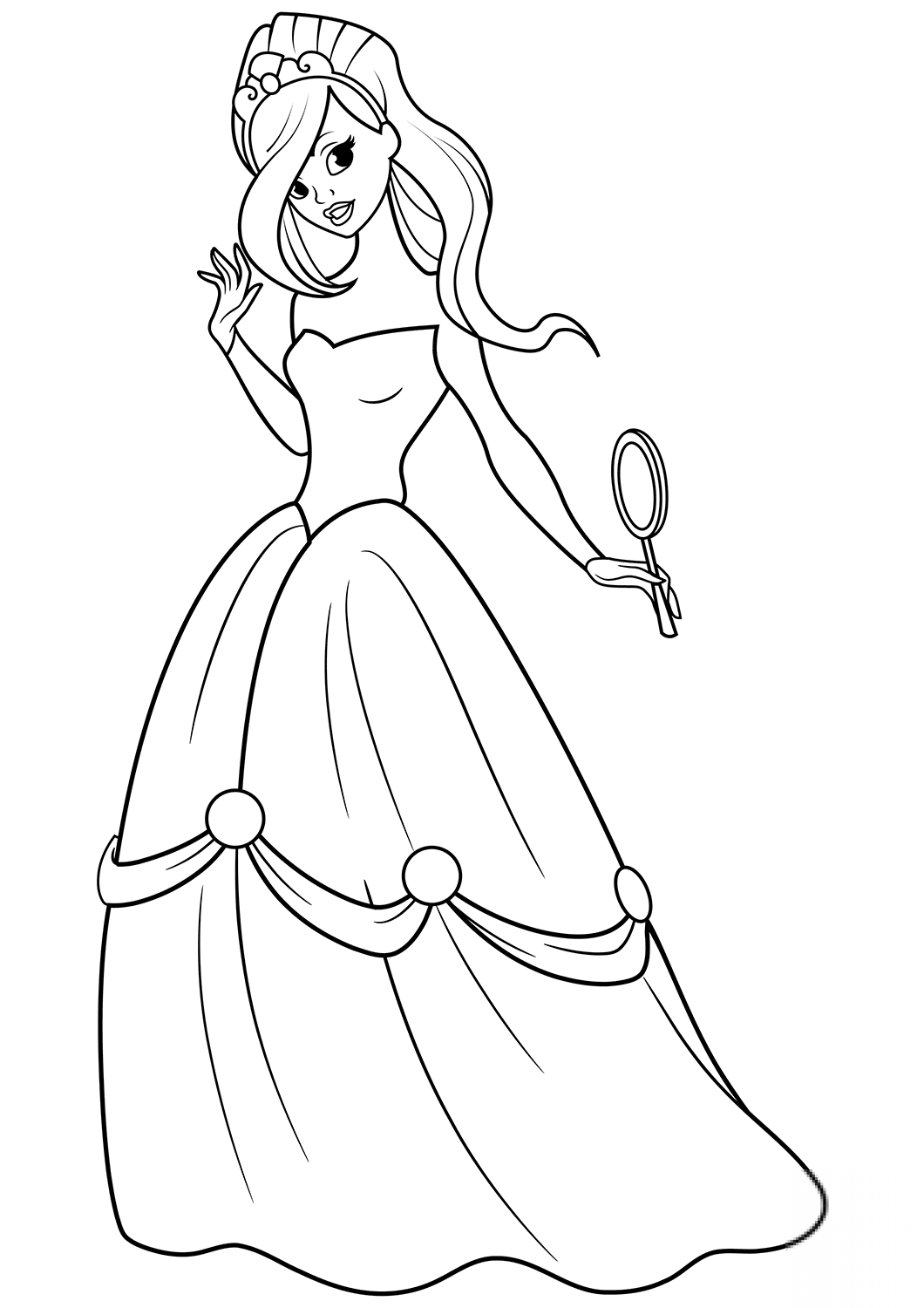 Beautiful Princess with Mirror in...