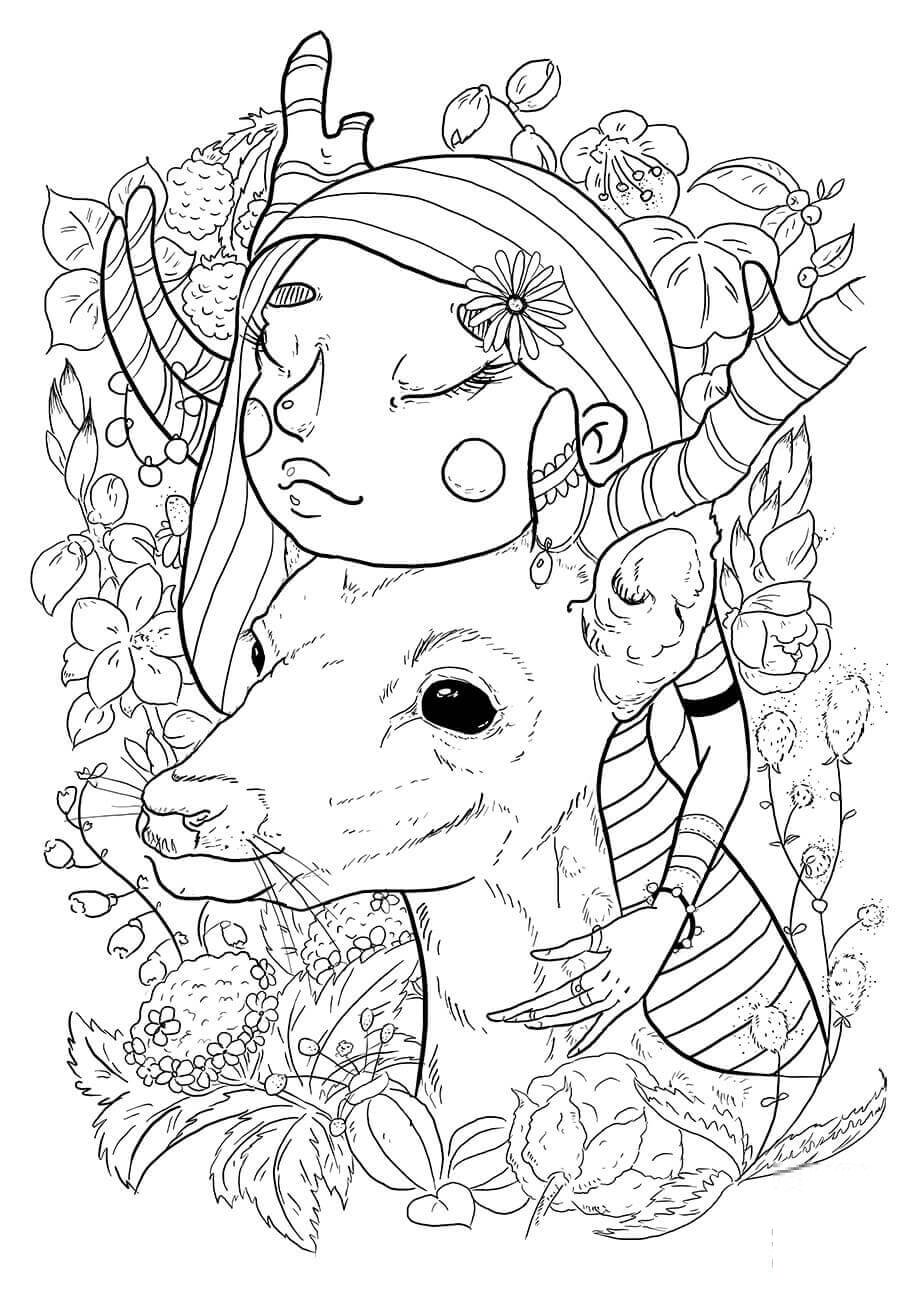 A Girl with Deer