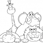 Hipopotam, żyrafa, słoń i lew