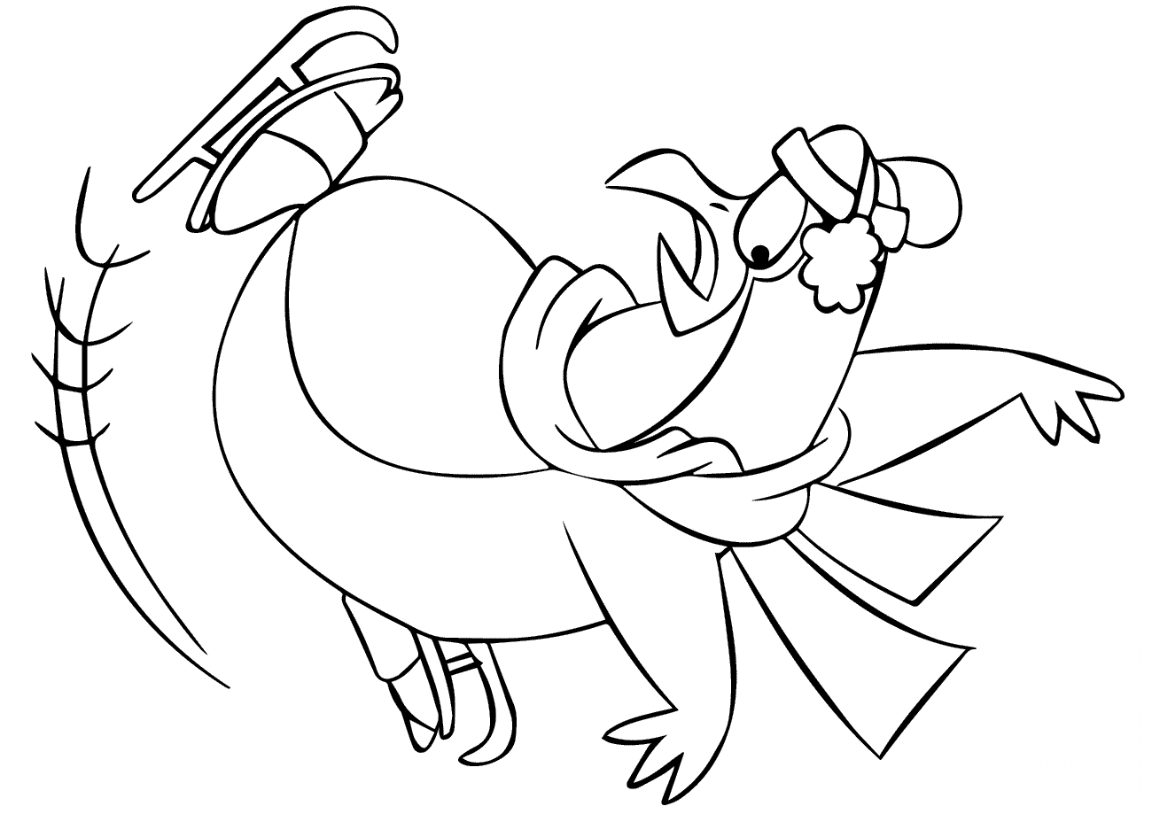 Cartoon Penguin Falling While Ice...