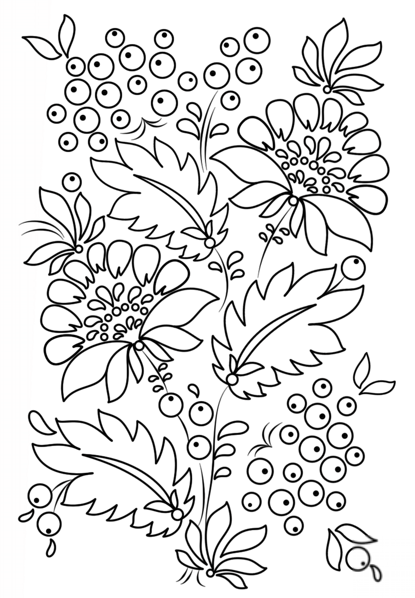 kolorowanka Malowanie metodą Petrykivka