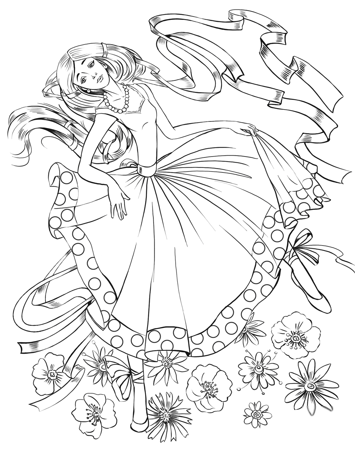Girl Dancing with a Ribbon