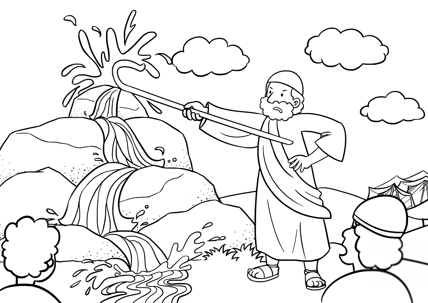 Moses Brings Water Out Of The Rock Kolorowanka Do Druku Darmowe 