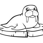 Cartoon Walrus on the Ice Floe