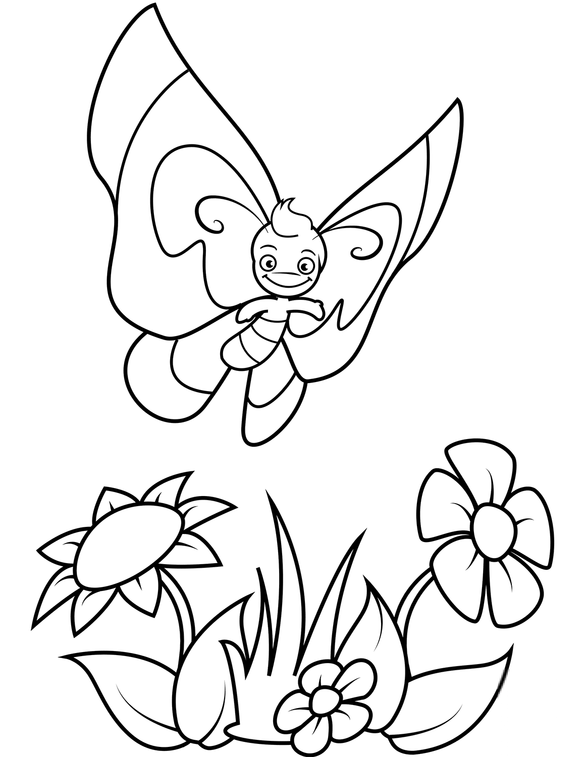 Smiling Butterfly Boy Flies over...